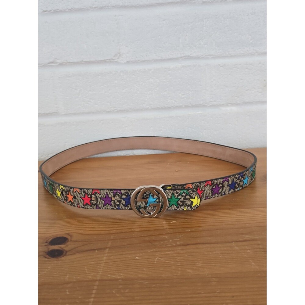 Gucci Kids' GG Supreme Star Print Belt Size L 6-8 Years 24"-27"